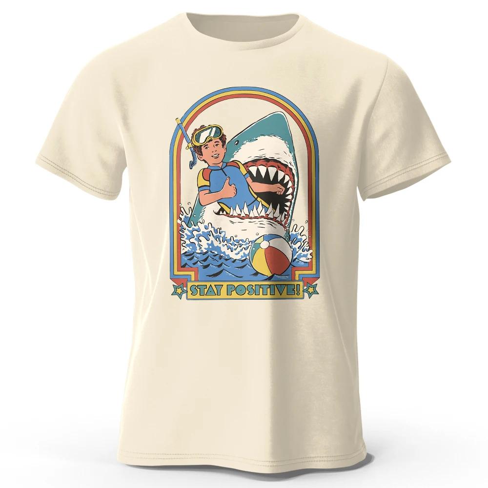 Stay Positive Printed 100 Cotton Classic Vintage Funny TShirt For Unisex Unisex Sportswear Tops Tees