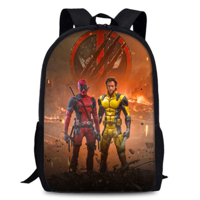 Deadpool Wolverine Backpack 15 Inch Anime Cartoon Schoolbag Lightweight