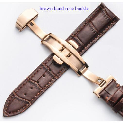 12 13 14 15 16 17 18 19 20 21 22 23 24 мм Ремешок для часов для женщин и мужчин, ремешки для наручных часов, кожаная застежка-бабочка с двойным нажатием