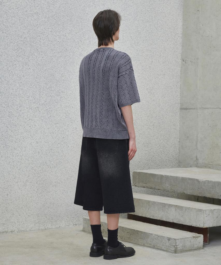 GLW Vintage Washed Cable Half Knit Charcoal