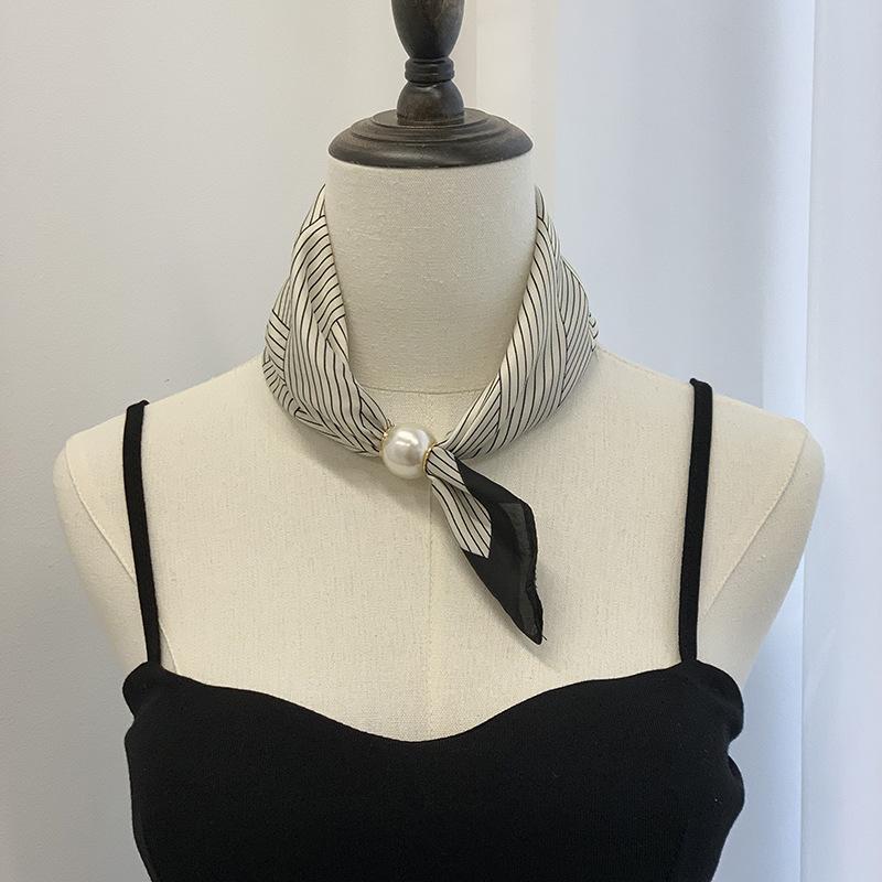 Шелковый шарф новое жемчужное ожерелье весенне-летний тонкий магнитная застежка ленивый шелковый шарф женский шарф-подвеска цепочка на ключицу