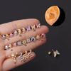Серьги-пусеты из нержавеющей стали 20G с цирконом: Красочные корейские и японские модные пирсинг-украшения