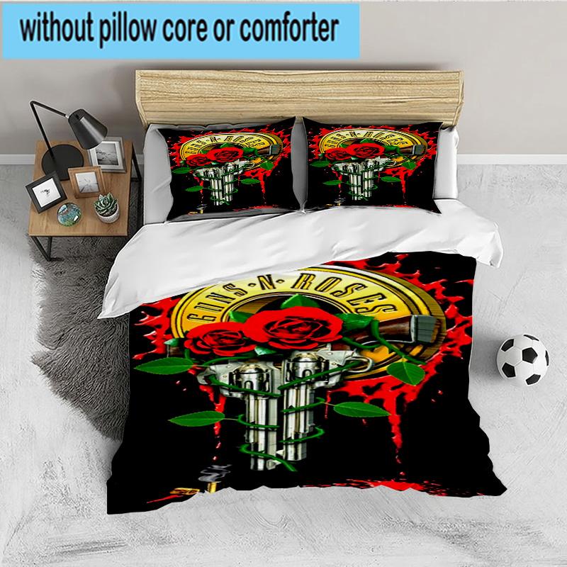 Guns rock band Artwork 3PCS Bedding set,Ideal for 1pc Duvet Cover And 2pcs Pillowcases Perfect for Fan gift,Ideal for Bedroom, Dormitory