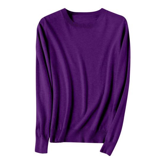 Женский свитер с круглым вырезом, длинным рукавом и вязаной отделкой в рубчик, однотонный, теплый пуловер, трикотаж