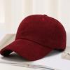 Corduroy Baseball Hat Large Brim Thick Striped Texture Peaked Cap Solid Color Adjustable Circumference Hiking Traveling Shopping Hat