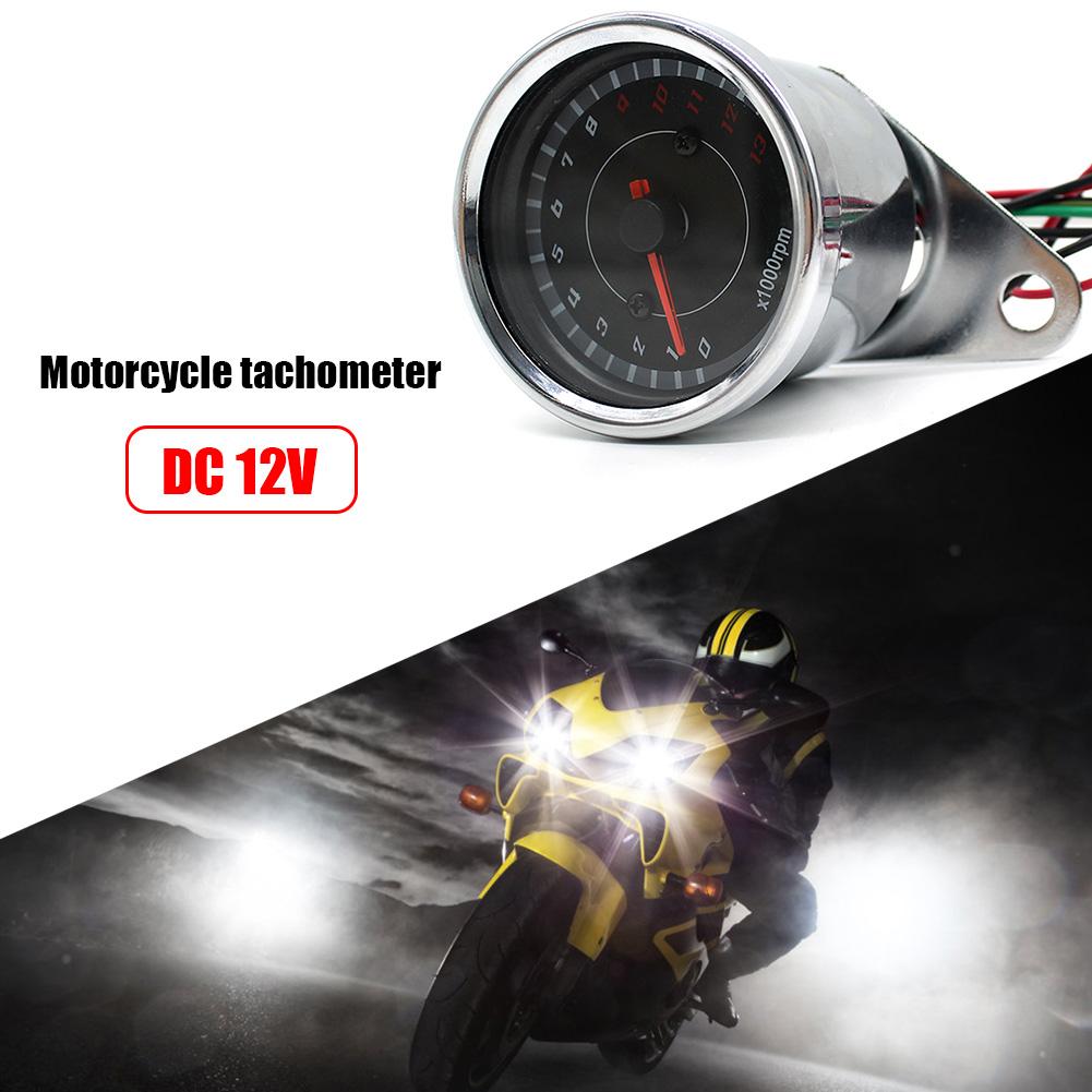 DC 12V Electronic Tach Meter Universal Motorcycle Tachometer with Blue LED Backlight 1000RPM REV Counter Motorcycle Tacho Gauge
