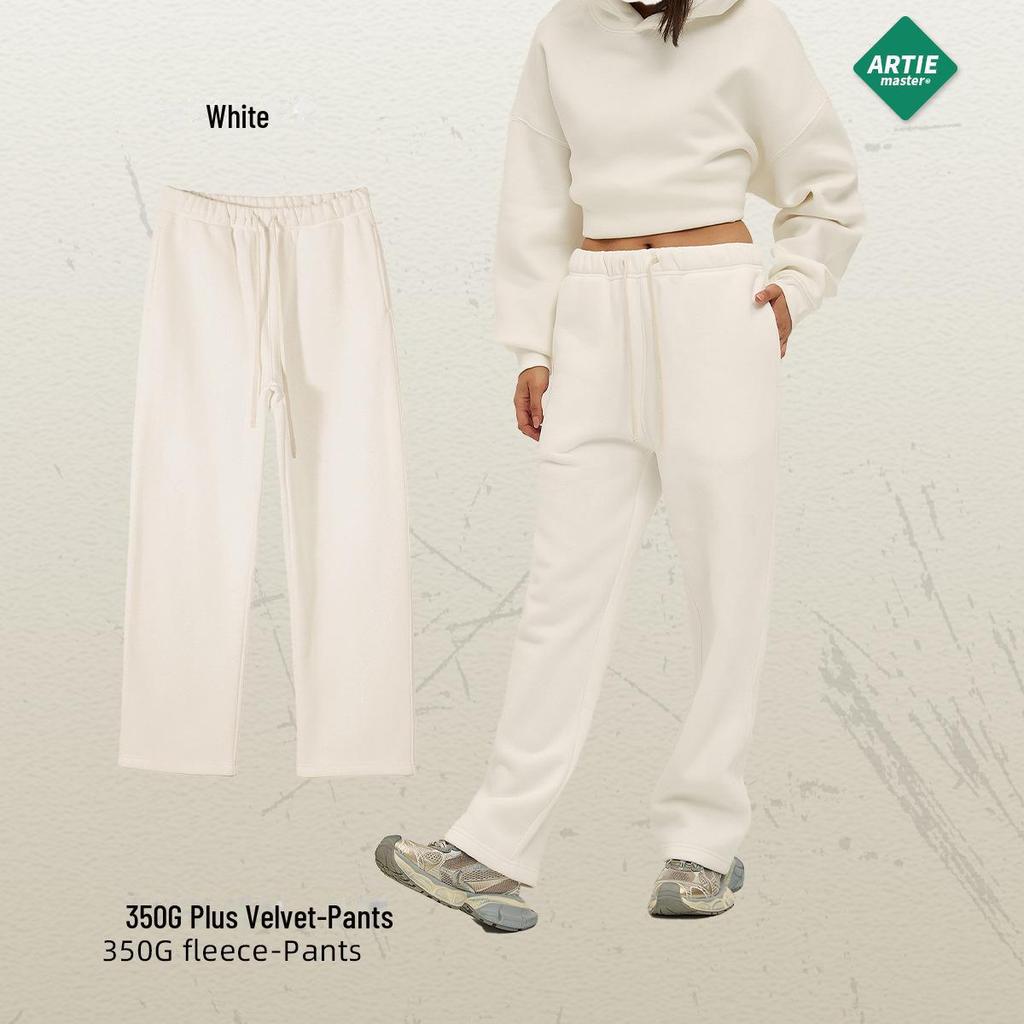 2024 Autumn/Winter Men's Thick 350g Velvet Straight-Leg Loose Casual Sports Trousers