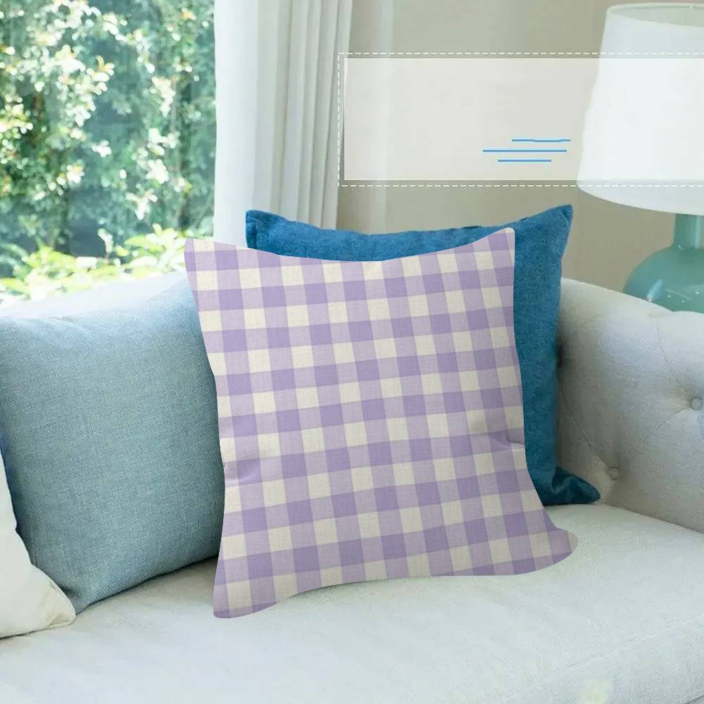 Stripe Plaid Throw solid color Pillow Covers Cartoon Sofa Decorative Home Doublesided Printing Short Plush Cushion Cover