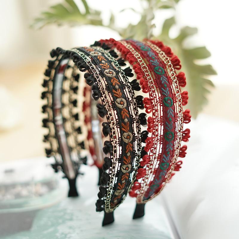 New Bohemian Ethnic Embroidered Flower Headbands Adult Women Floral Weave Lace Headband Hair Accessories