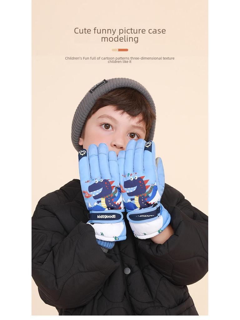 Детские зимние водонепроницаемые горнолыжные перчатки - теплые, толстые коралловые флиса, для мальчиков и девочек DRST23