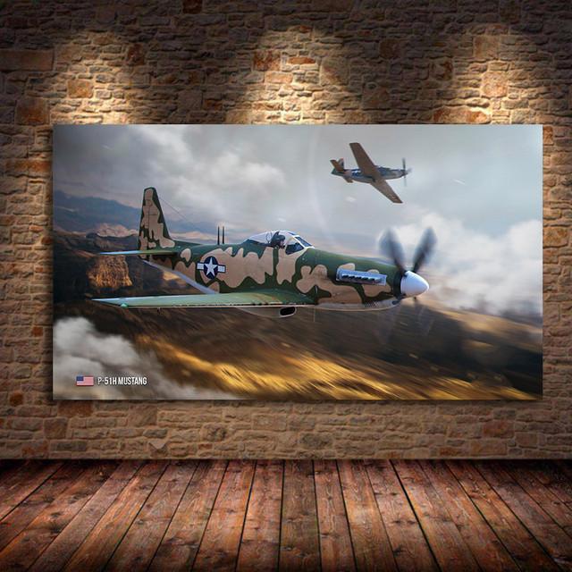 Bf109 Fighter Air Combat Monoplane Fighter Canvas Painting Classic Aircraft Living Room Home Bedroom Decoration Wall Art Picture