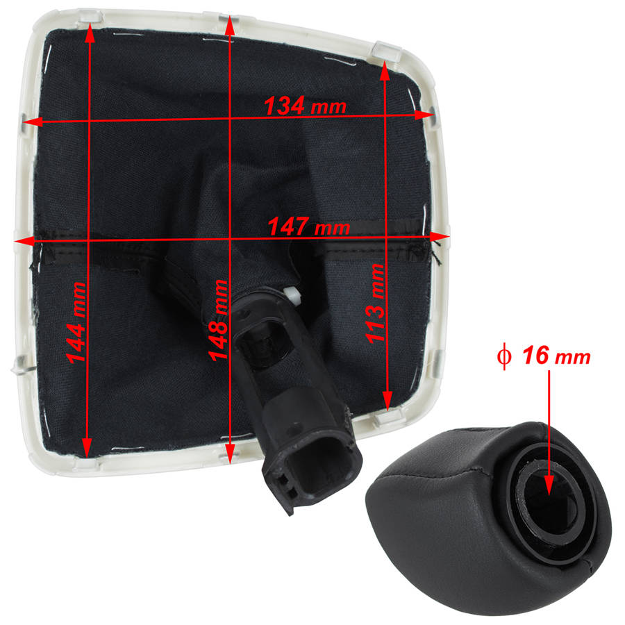 Renault Laguna III 07-15 Gear Shift Knob Black / Silver + Black Gaiter with Silver Frame, 6 Speed