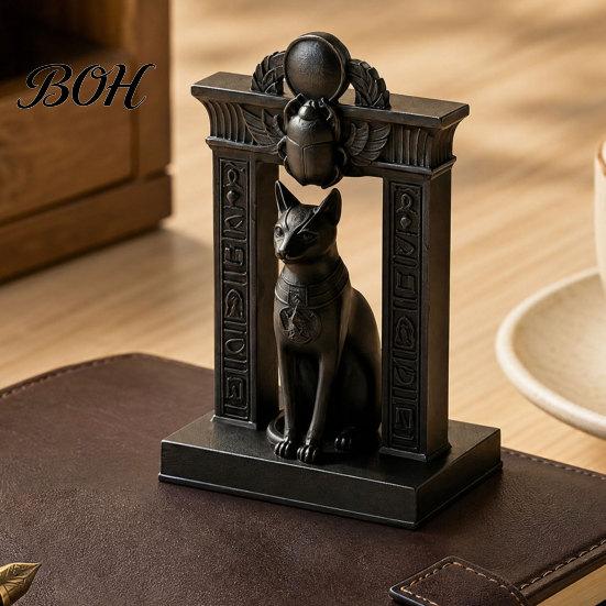 Egyptian Cat Statue Statue, Ancient Egypt Inspired Figurine, 3D Printed Decor Vintage Style Ornament for Home Office Desk, Shelf Art Craft Mythology