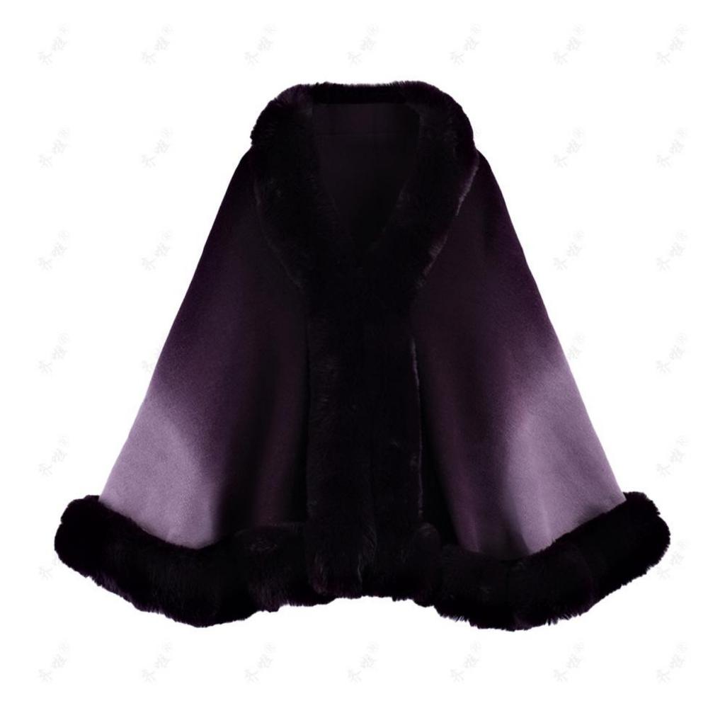 Женская шаль из искусственного меха с градиентом цвета, мягкая теплая удобная накидка-пончо, кардиган из искусственного меха кролика рекса, шаль, накидка большого размера на осень-зиму