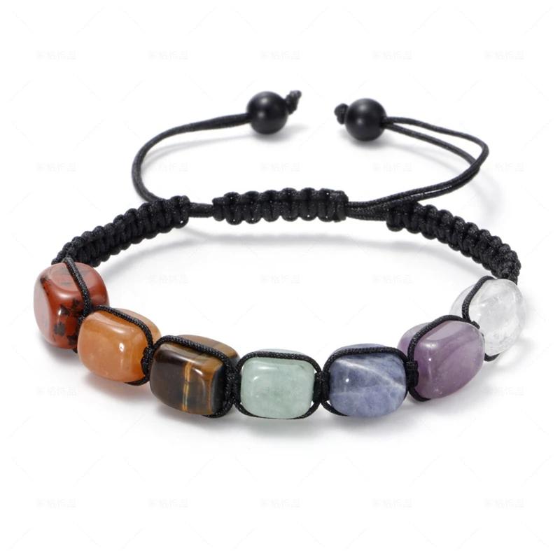 Двухслойные браслеты 7 чакр для женщин и мужчин, индийский браслет для йоги, браслеты с бусинами из лавового камня, браслет-браслет, исцеляющие украшения