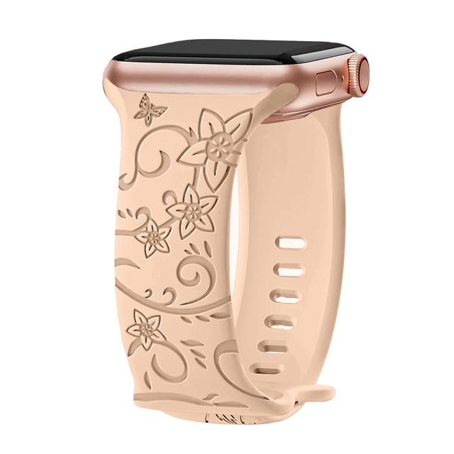 Ремешки Для Apple Watch Band 44мм 42мм 41мм 40мм 45мм 49мм 46мм Браслет с цветочным узором ремешок iwatch серия 10 9 7 SE 6 8 Ultra