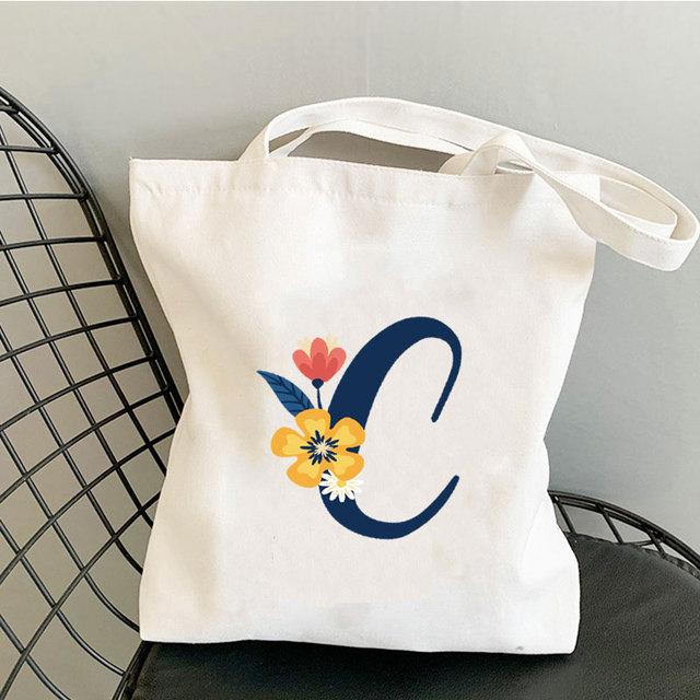 Алфавит Цветочный дизайн Литературные книги Сумка Многоразовая сумка для покупок Женские парусиновые сумки на ремне Модные женские сумки Повседневные сумки