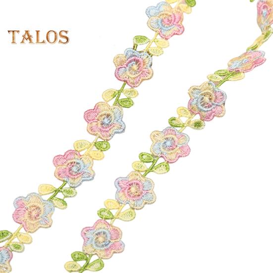 Цветочная кружевная отделка лента яркий цвет широко используется DIY ремесла вышитые крючком кружева отделка ткани украшения для шитья