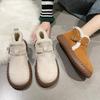 Belt Buckle Hairy Snow Boots Female Winter Padded Thickened New Lamb's Wool Warm Bakken Bread Cotton Shoes