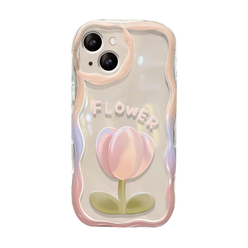 Браслет с градиентным цветком, подходящий для Apple 15, чехол для мобильного телефона iPhone14/13/12/11, прозрачный силиконовый Xsmax, мягкий