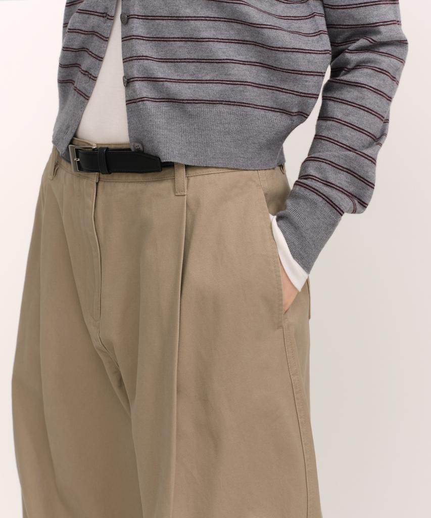 MUSINSA STANDARD WOMAN Женские глубокие складки Экстра Широкие Хлопковые Брюки Чинос [Бежевый]