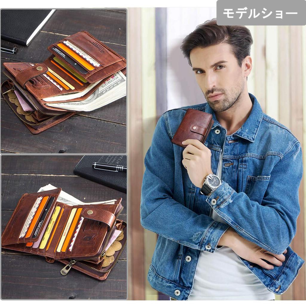 CONTACTS Bifold Leather Genuine Leather Large Storage for Many Coin Perfect As a Gift for Men [Contacts] Men's Wallet, Wallet, Wallet, Wallet,