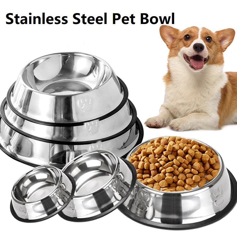 Classic Stainless Steel Dog Bowl Anti-Gulping Slow Feeder Safe Washable Pet Food Water Bowl Small Medium Large Dog Slow Eating
