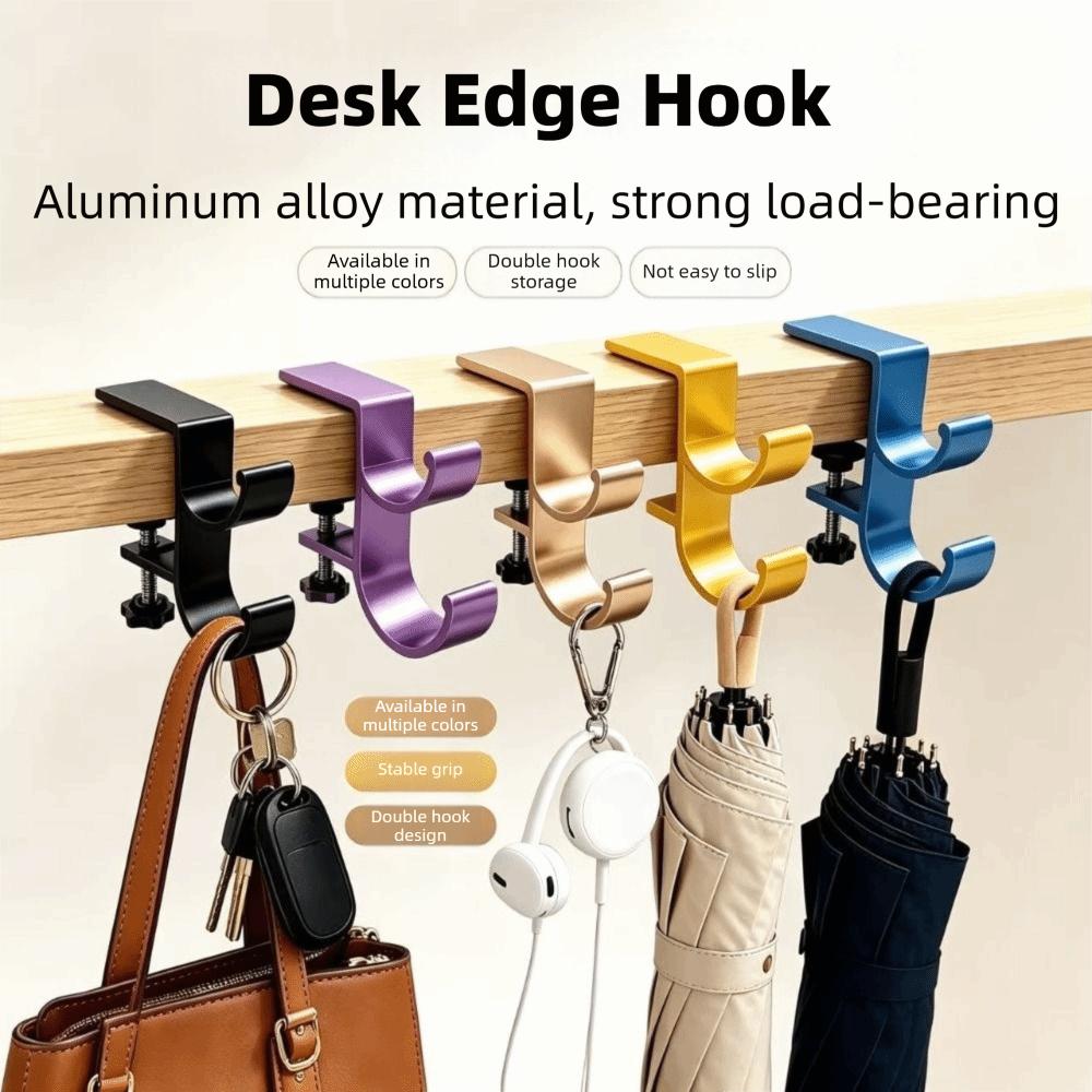 Double Hook Table Side Backpack Rack Adjustable Desk Headset Hanger Student Desk
