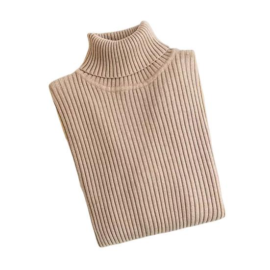 Women Bottom Sweater Turtleneck Long Sleeve Slim Fit Knitting Tops Solid Color Ribbed Tops Daily Wear