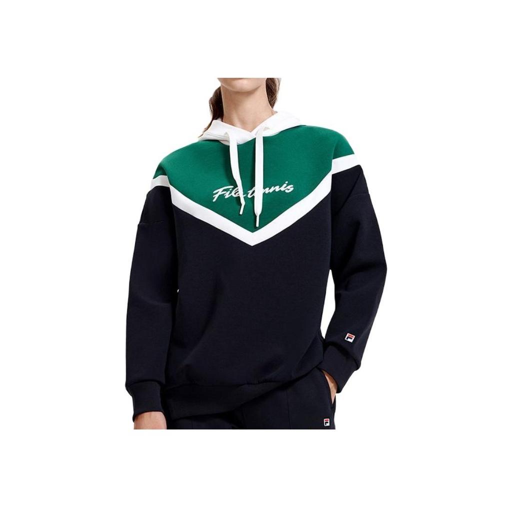 Fila Теннисная серия Худи с цветными блоками и надписью Винтажный американский свитшот Женский свитшот Королевский синий A11W310202F-NV