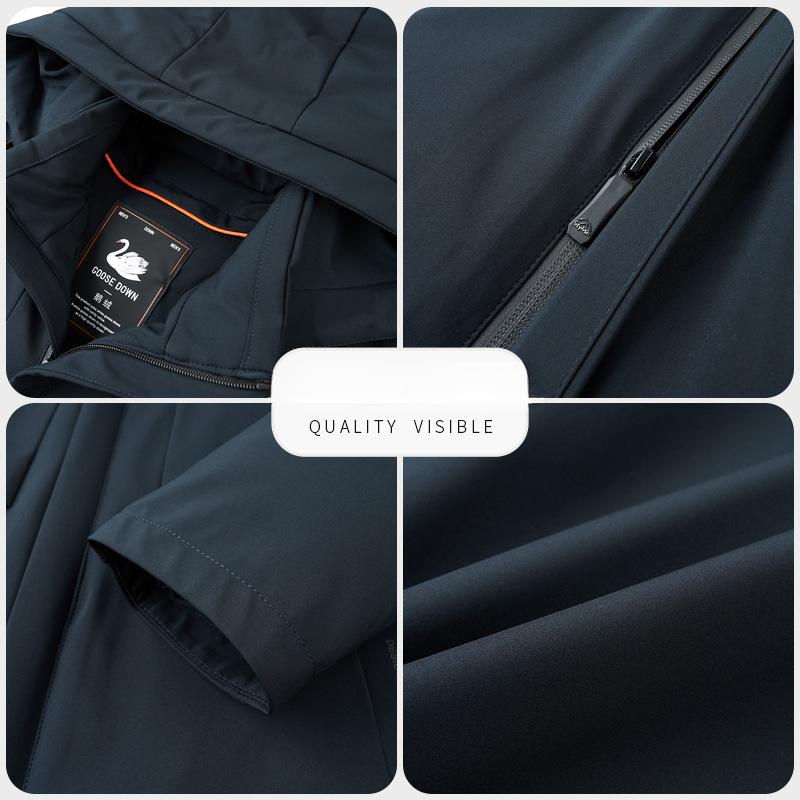 Зимняя ветровка большого размера средней длины, мужская куртка для папы, повседневная деловая куртка, мужская куртка с лацканами