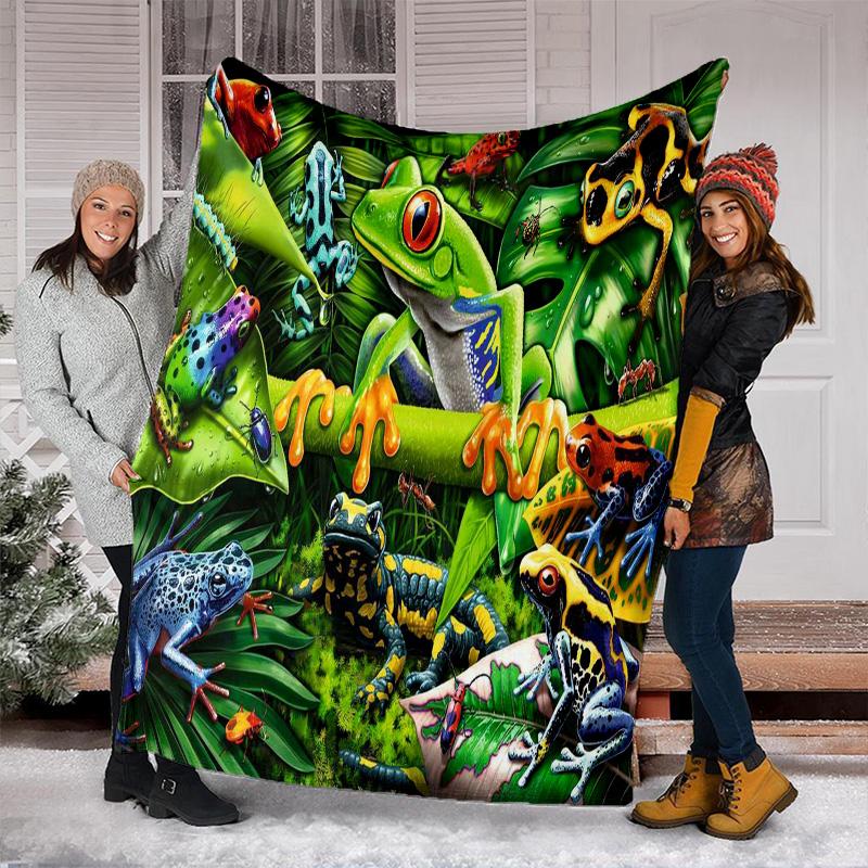 Frog Plush Blanket Suitable All Seasons Soft Comfortable Sofa Office Nap Travel Birthday Gift Christmas Present
