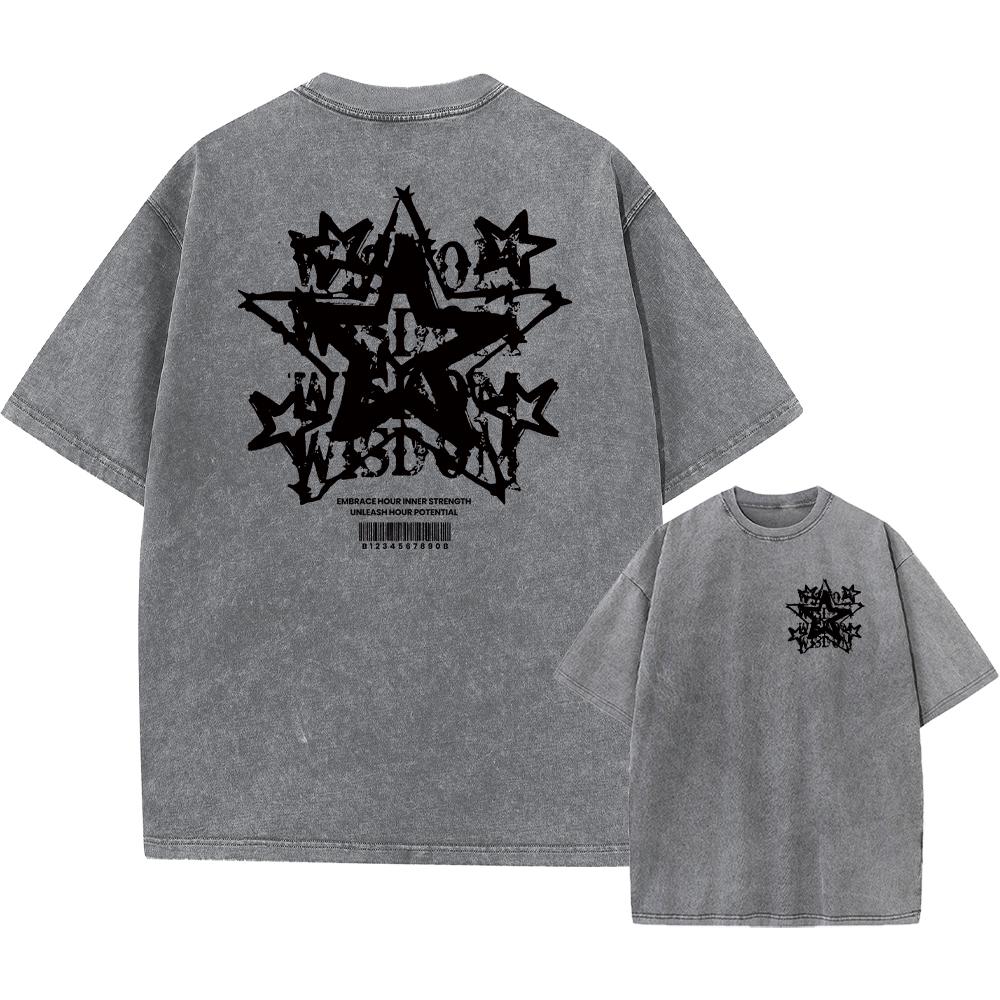 Мужская стираная футболка с винтажным принтом в стиле ретро-панк, повседневная футболка Harajuku из хлопка с коротким рукавом, с эффектом кислотной стирки, верхняя часть