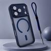 Magnetic Matte Translucent Shockproof Phone Case for 17 Air 16 15 14 13 12 11 Pro Max for Magsafe Back with Lanyard Cover