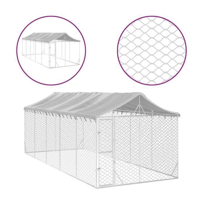 VidaXL Outdoor Dog Kennel with Silver Roof 3x7.5x2.5 M 3190489