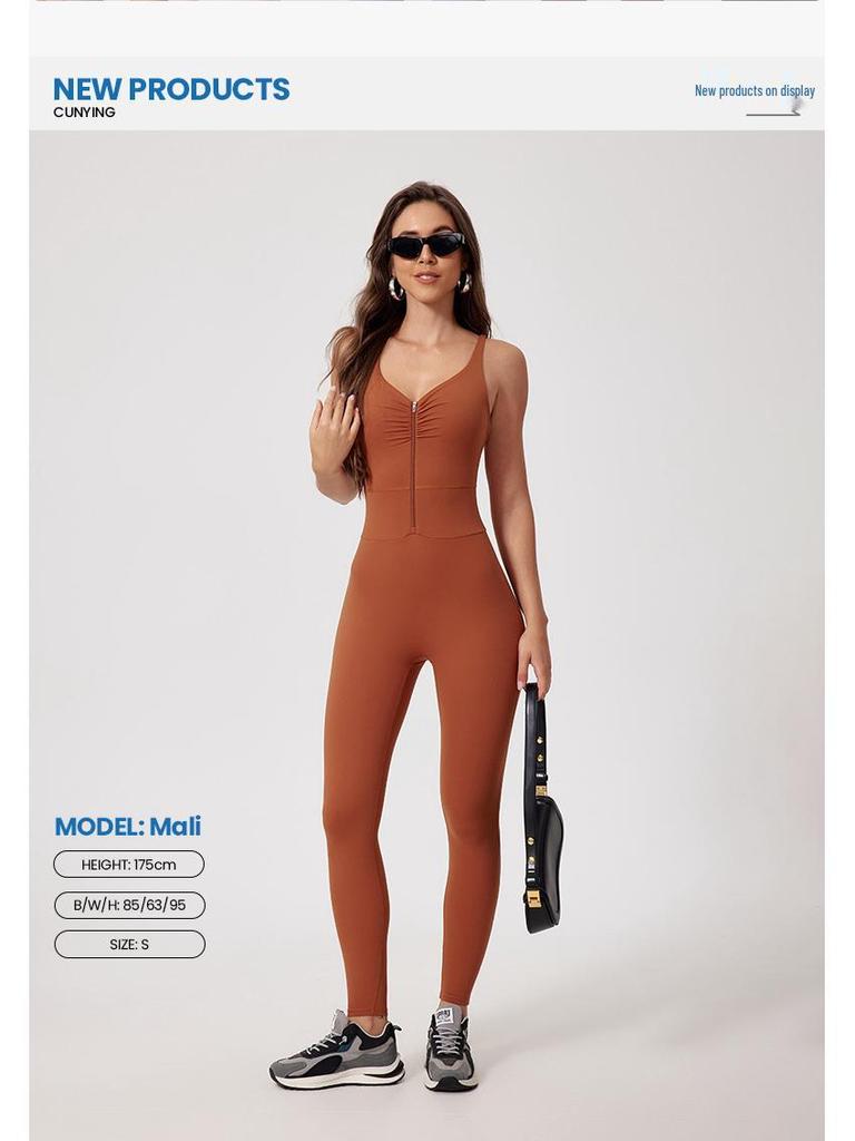 Комбинезон для йоги Nude Feel с быстрой сушкой и молнией для фитнеса и бега на открытом воздухе