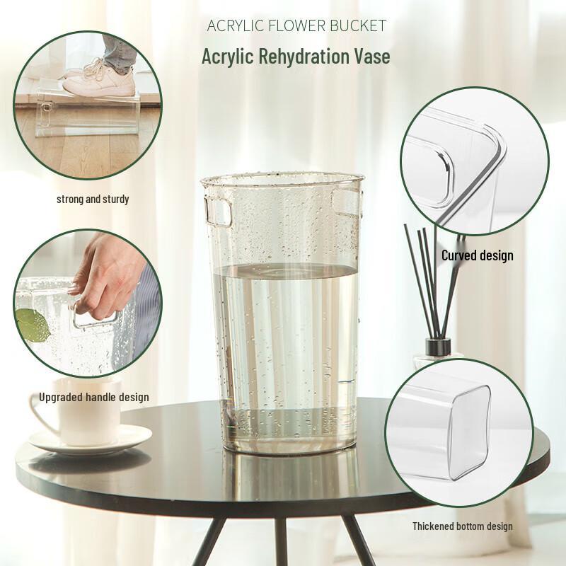 Transparent Acrylic Floral Vase & Flower Awakening Bucket