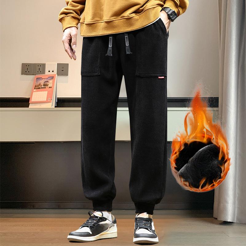 Sonbahar Kış Kadife Eşofman Altı Erkek Bol Jogger Pantolon Moda Sokak Giyimi Bol Günlük Harem Pantolon Büyük Beden