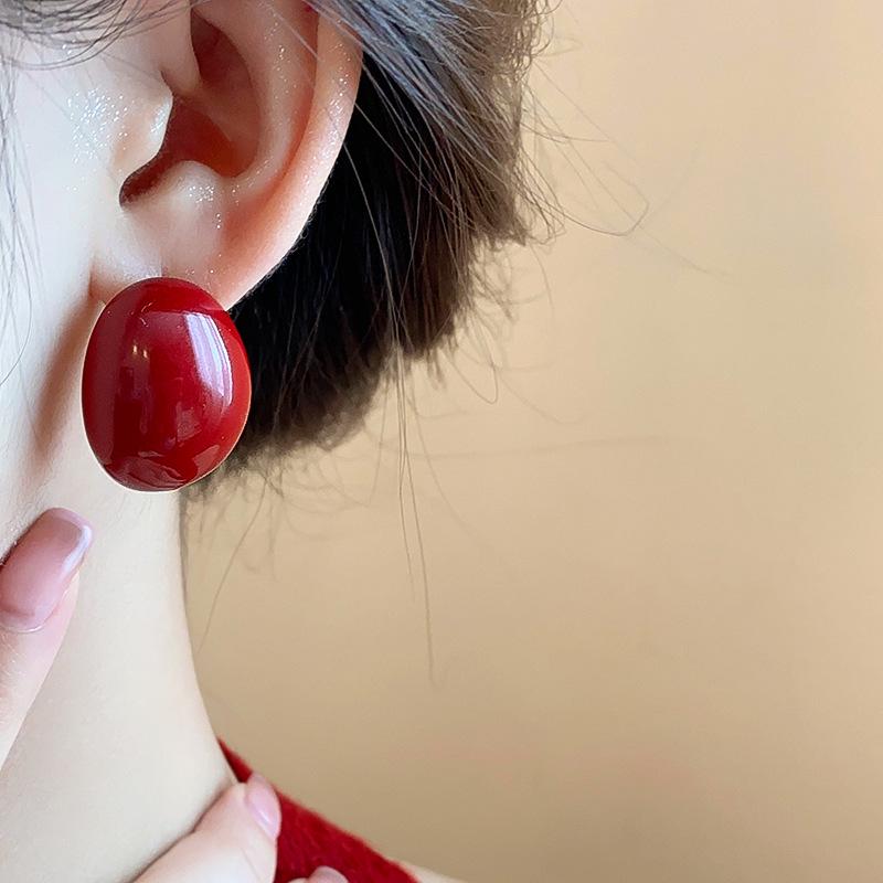 Красные серьги-капли 'Серебряная игла' круглой формы: Ретро Дизайн Феи Модные Украшения для Ушей