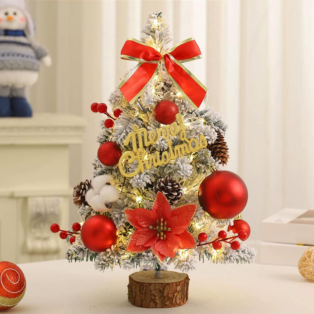 45cm Mini Christmas Tree Home Decoration PVC Artificial Party New Tree Small Battery Ornaments -No Xmas Christmas U4C2