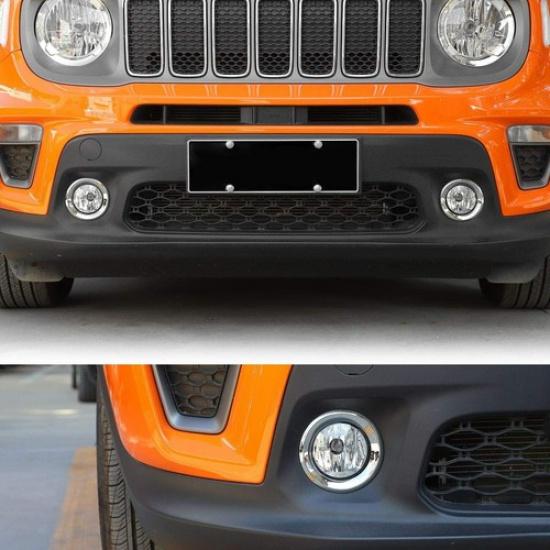 2*Front Fog Light Cover Trim Fog Lamp erts for Jeep Renegade - Chrome