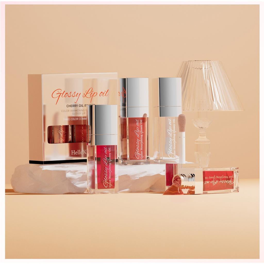 Moisturizing and Brightening Lip Oil Three Pack Set, Moisturizing and Brightening Moisturizing Mirror Lip Gloss