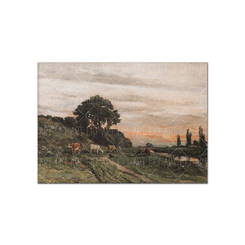 Винтажный французский постер в сельской местности, викторианский цветок, художественный принт, пейзаж, холст, картина маслом, настенная картина, гостиная, домашний декор