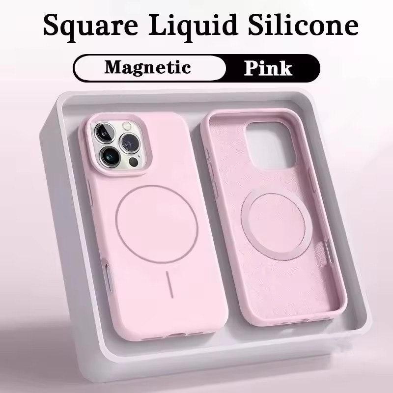 2025 Liquid Silicone Magnetic Case For iPhone 16 15 14 11 12 13 Pro Max Plus Wireless Charging Soft Cover
