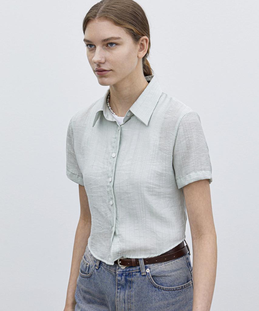 TRIP LE SENS Steady Crop Summer Pleated Shirt_Green (Type A)