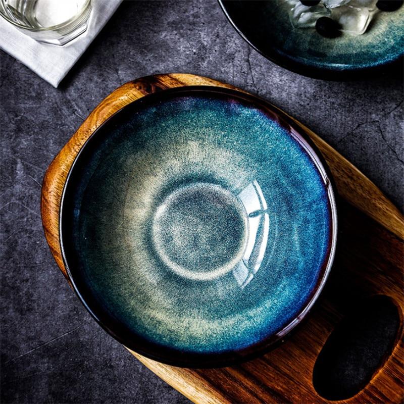 Японская печь для смены миски для лапши рамэн, бытовая под глазурованной кухонной посудой, миска для салата, супа, большая миска для риса, набор столовой посуды