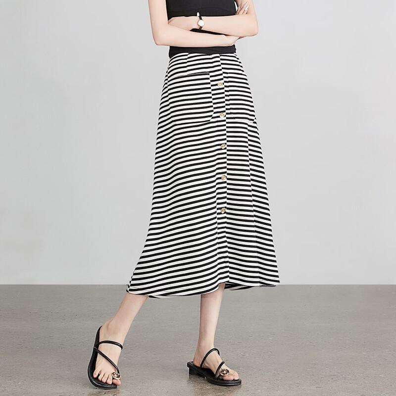 Юбка-трапеция Demana Classic Stripe с высокой талией, средней длины