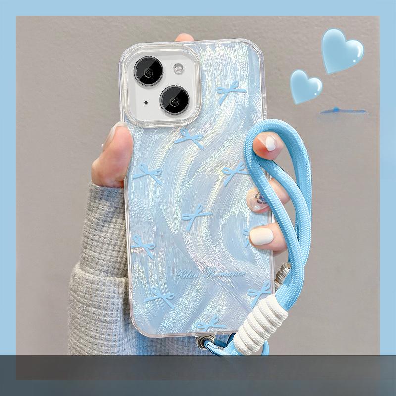 Подходит для чехла для мобильного телефона Opporeno11 Vivos18 с подставкой-бантом, шнурком, Xiaomi 14, из IMD с перьевой пряжей, женский