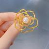 Camellia Brooch High-end Women's Delicate Small Fragrant Wind Gold Hollow Flower Brooch High-end Suit Pin Accessories
