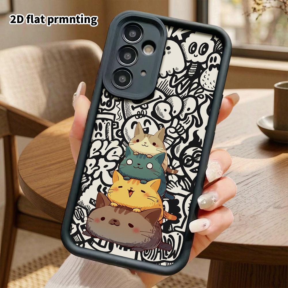 Чехол для телефона: 2D Плоский Защитный Чехол для Samsung Galaxy A34 A35 M05 M06 S20 S22 S21 FE Plus 5G, Кот-Стопка, Подарки на Рождество и Хэллоуин